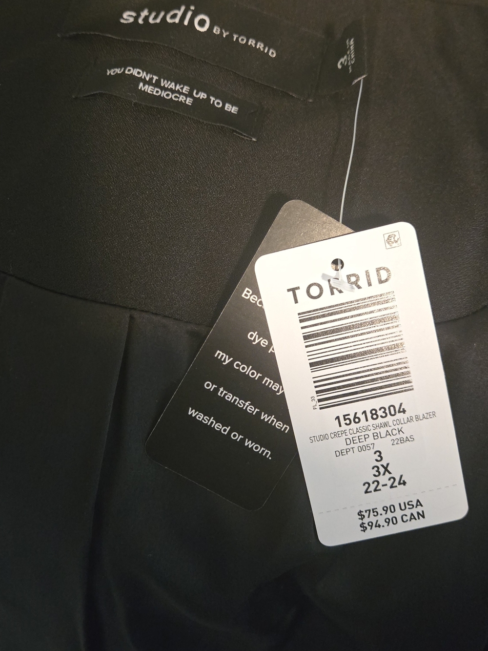 torrid Black Open-Front Draped Blazer - Picture 5 of 5